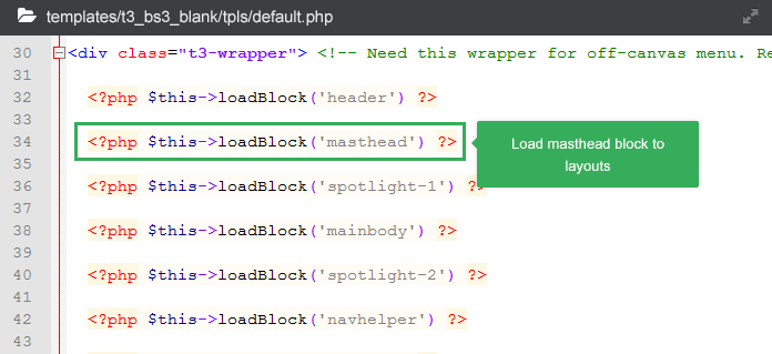 load masthead block to layouts