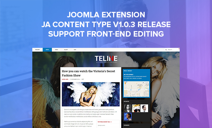 Joomla Extension: JA Content Type Plugin version 1.0.3 - Front-end editing support
