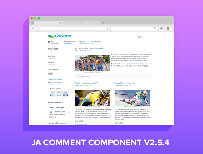 Joomla Extension: JA Comment component v 2.5.4 release