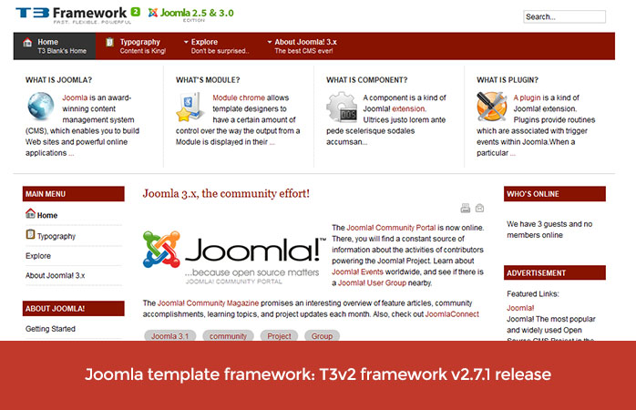 Joomla template framework: T3v2 framework v2.7.1 release