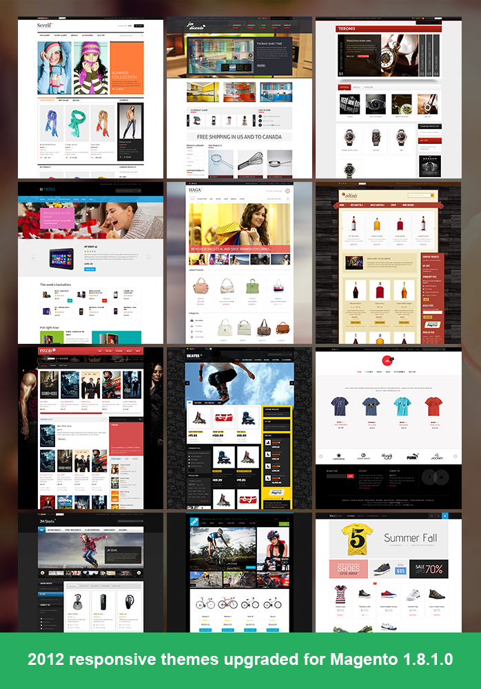 Responsive Magento themes upgraded for Magento 1.8.1.0