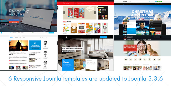 6 More Responsive Joomla templates are updated to Joomla 3.3.6