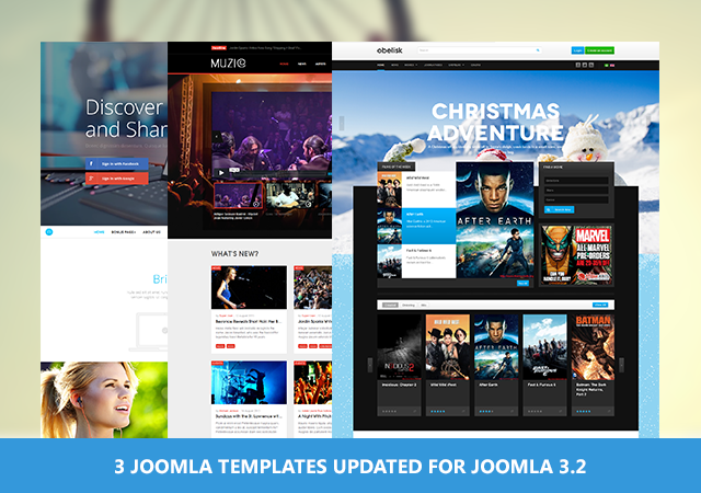 3 more Responsive Joomla templates updated for Joomla 3.2