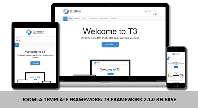 Joomla template framework: T3 Framework 2.1.0 release