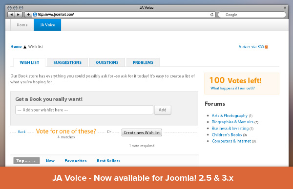 JA Voice - Joomla uservoice extension now available for Joomla 2.5 & 3.1