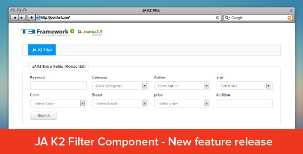 K2 Filter version 1.0.5 for Joomla 2.5 & 3.1 - New Features, improvements and major bug fix