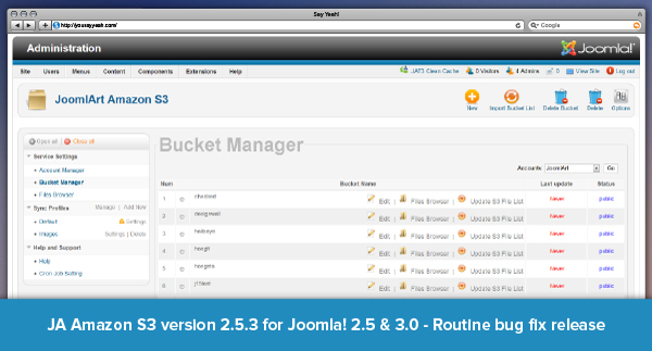JA Amazon S3 version 2.5.3 for Joomla 2.5 & 3.0 - Routine bug fix release