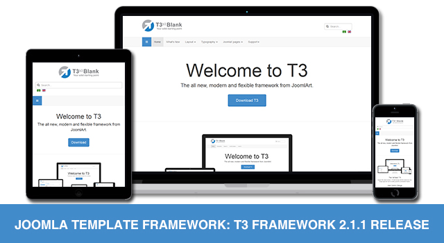 Joomla template framework: T3 Framework 2.1.1 release