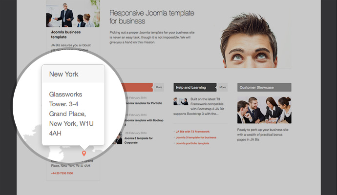 Joomla template for Business - JA Biz featuring JA Image Hotspot