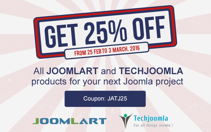 25 percent off joomlart techjoomla products