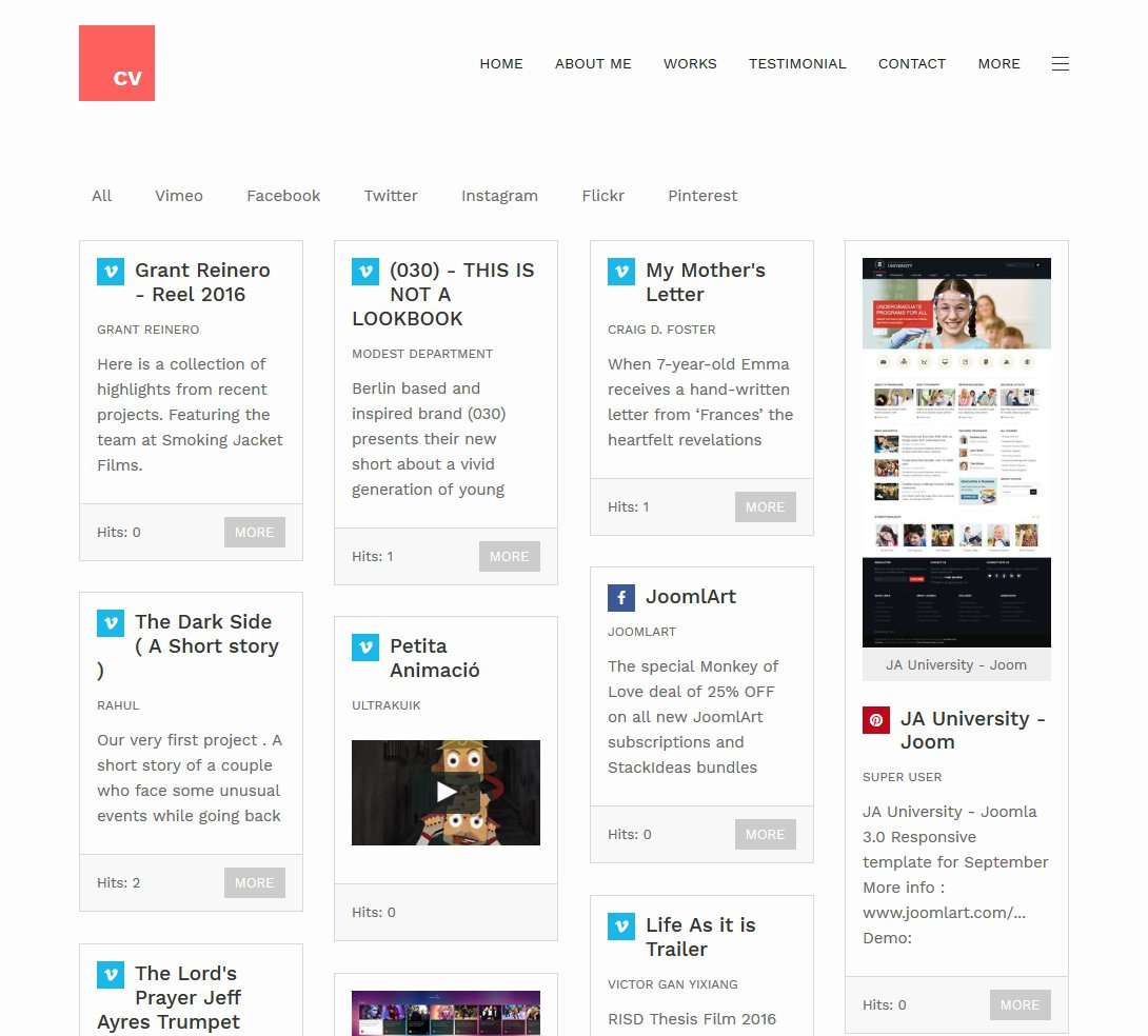 social feed layout on ja resume template