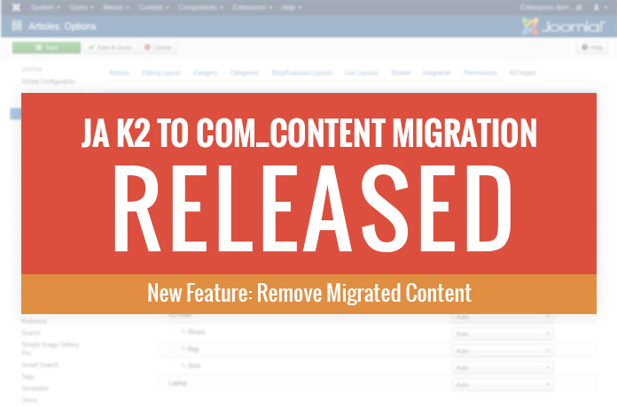 JA K2 to Com_content migration version 1.0.3 released