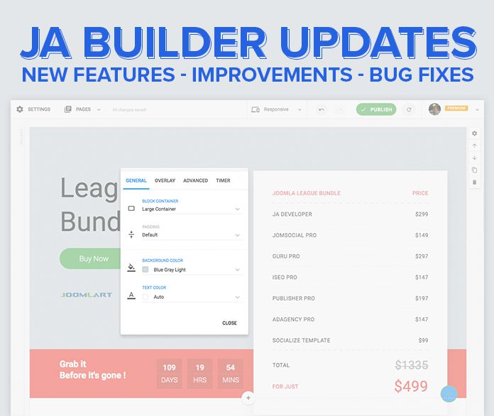 JA Page Builder updates