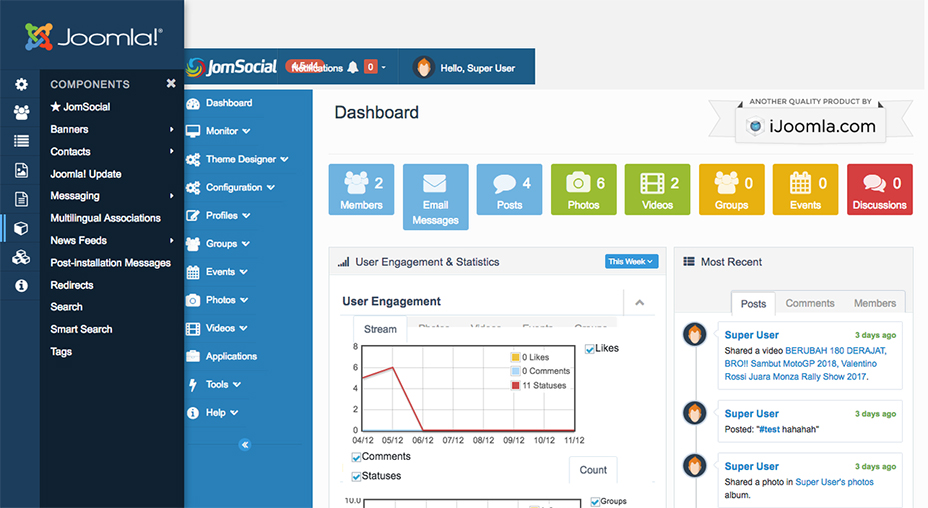 jomsocial navigation on joomla 4