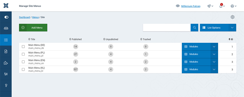 Joomla 4 menu 