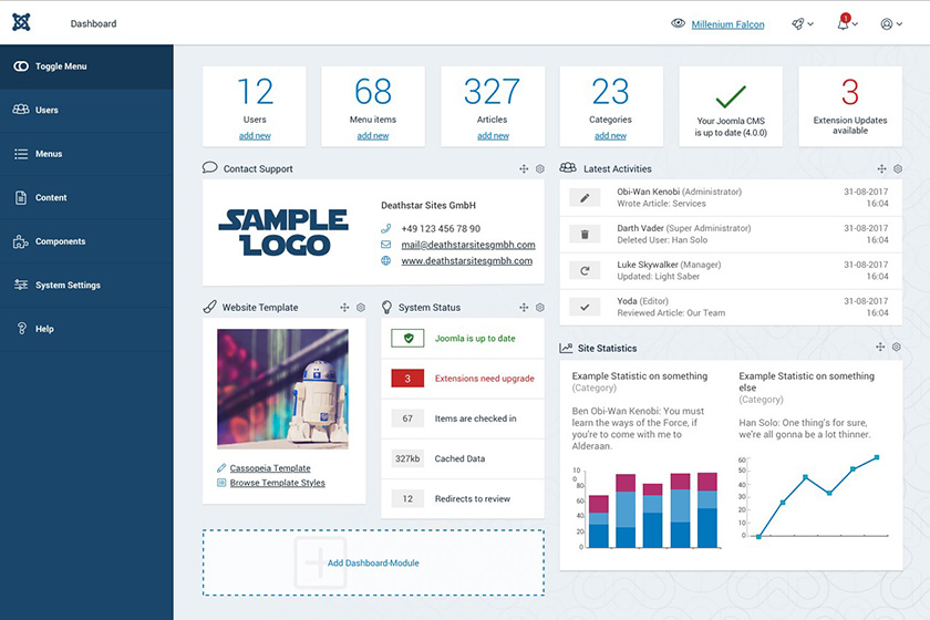 Joomla 4 admin dashboard