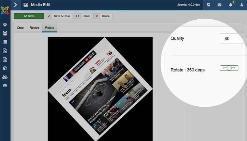 image rotation in Joomla 4 media manager