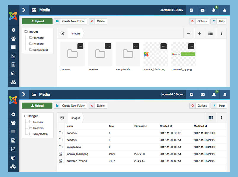 joomla 4 media list view and details view