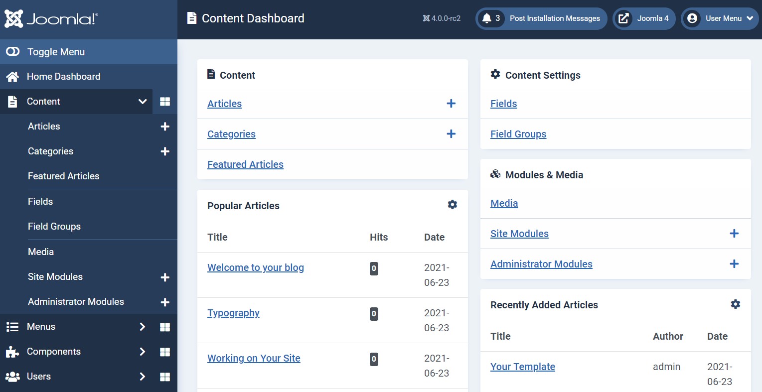 Joomla 4 content