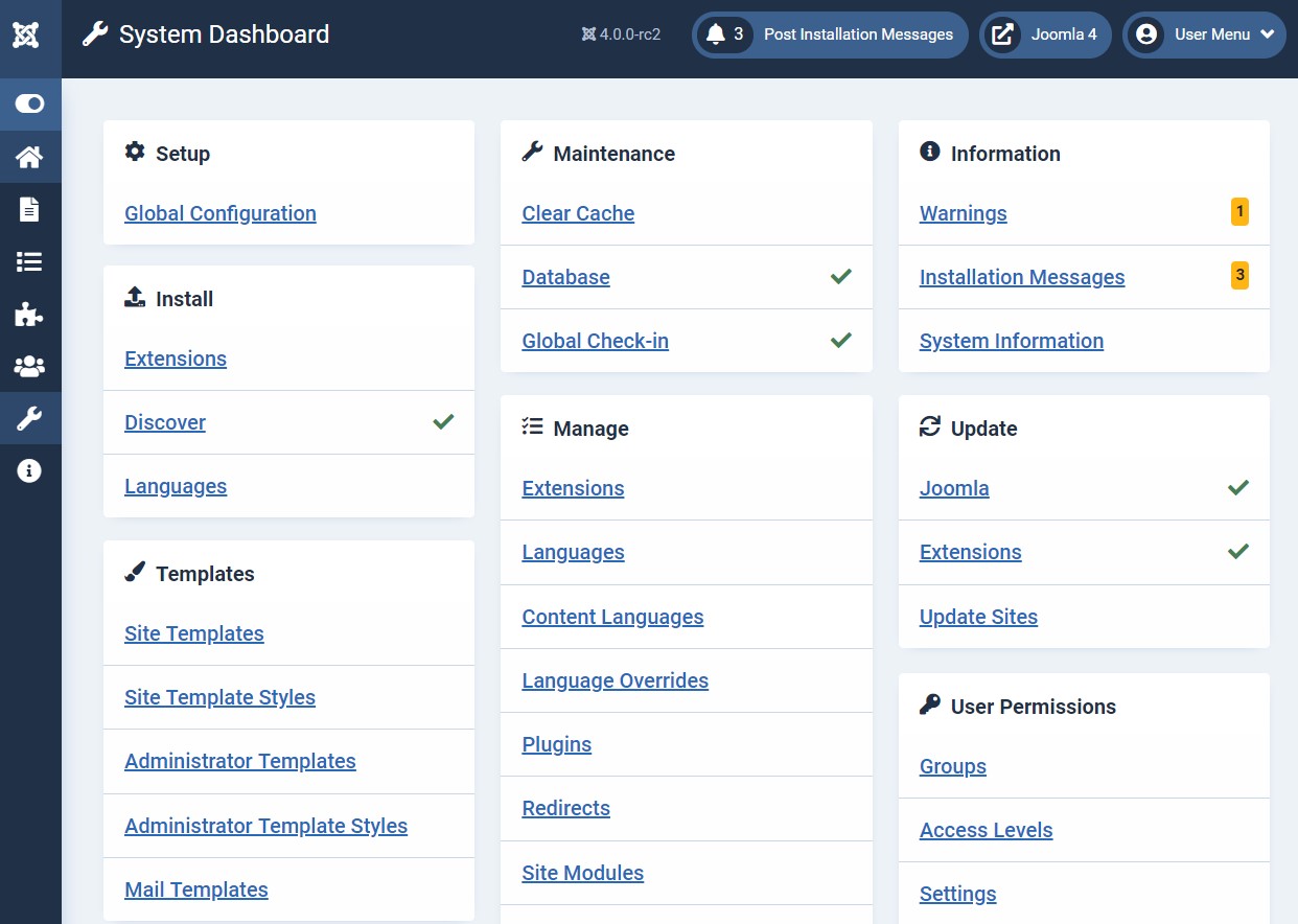 Joomla 4 system setting