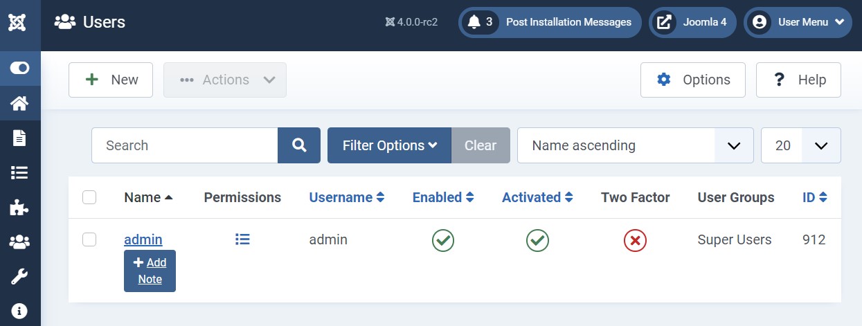 Joomla 4 user manager