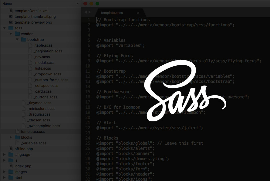  Joomla 4 is developed with SASS
