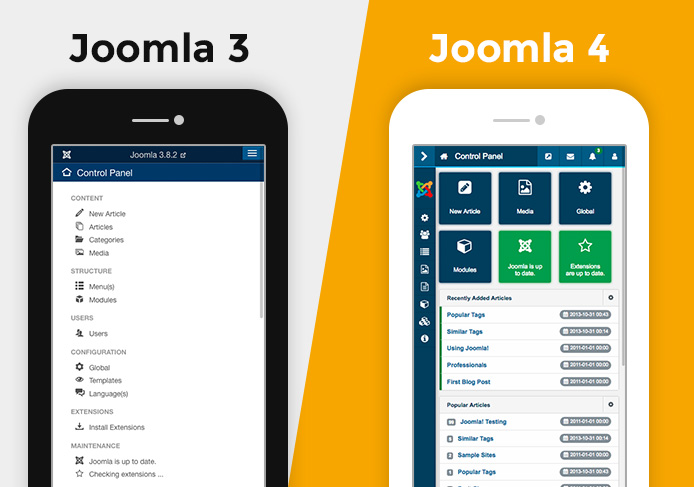 Joomla responsive back-end user interface
