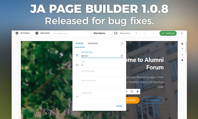 JA Page Builder updates