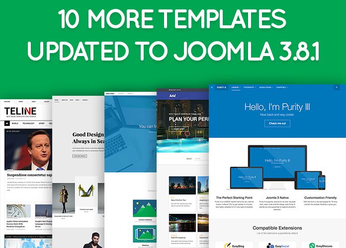 Weekend Updates: 10 Templates updated to Joomla 3.8.1 & JA
