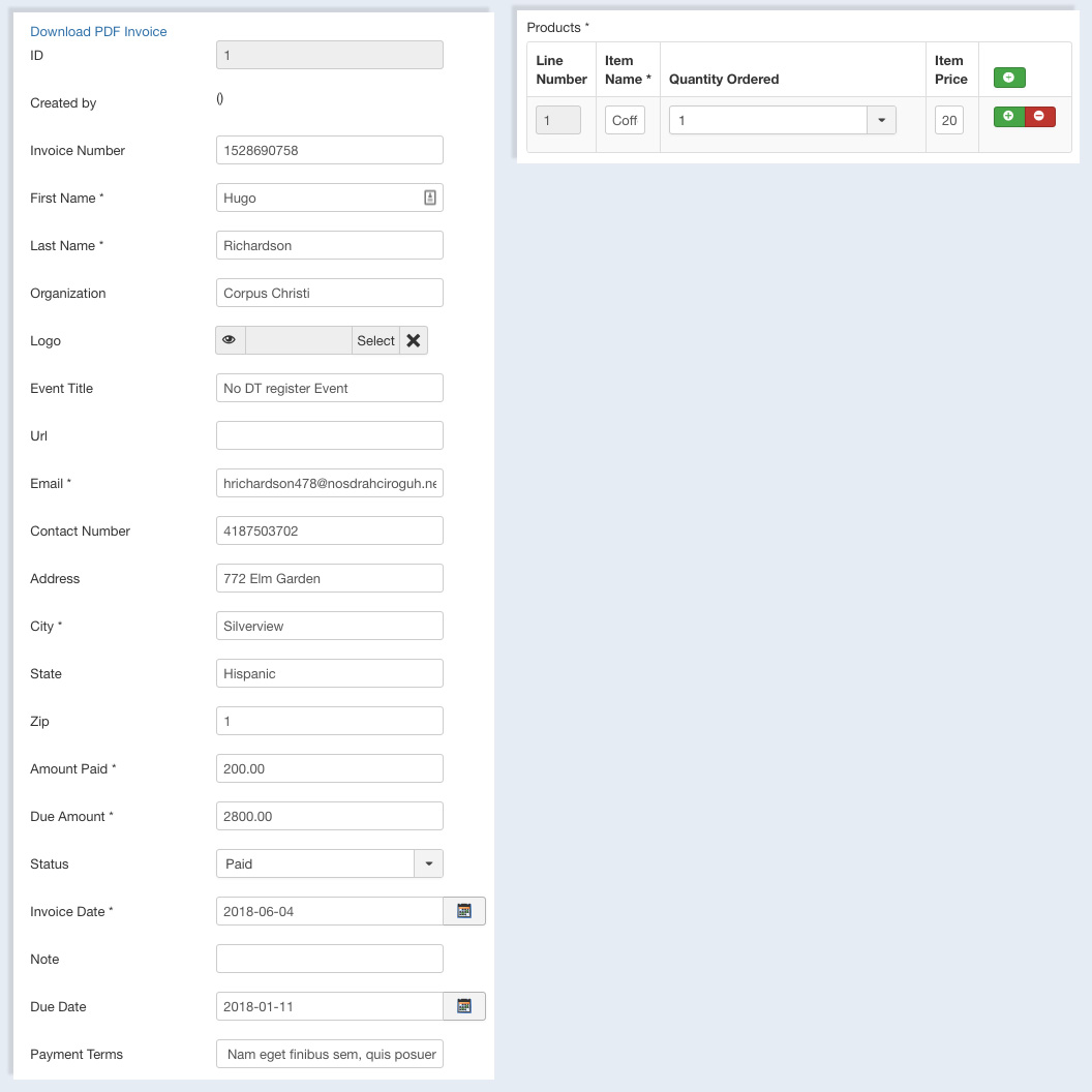 DT Register new Invoice