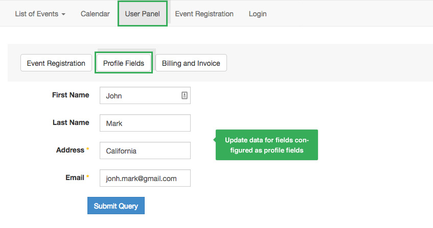 dt register user profile field update