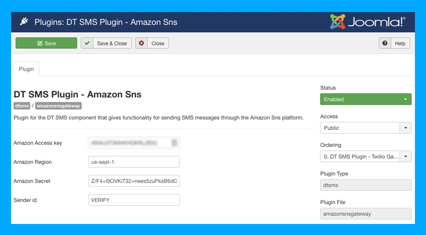 DT SMS supports Amazon SNS