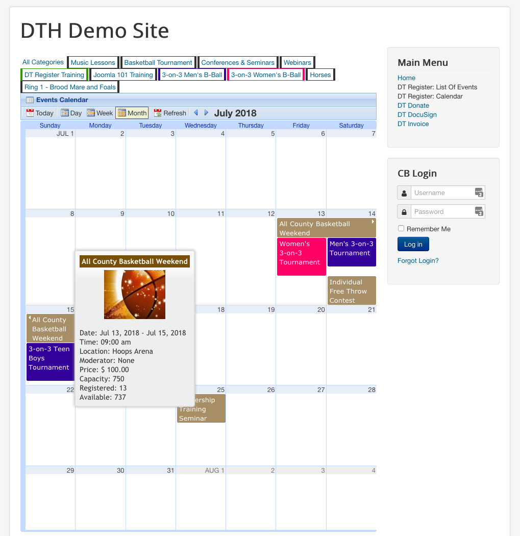 Dt Register old event calender page