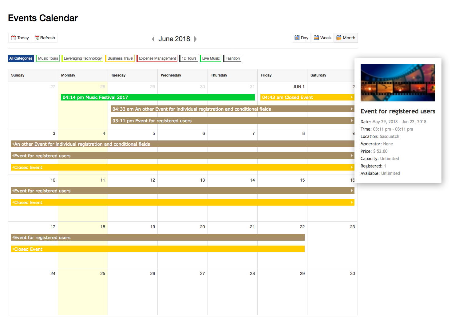 Dt Register new event calender page