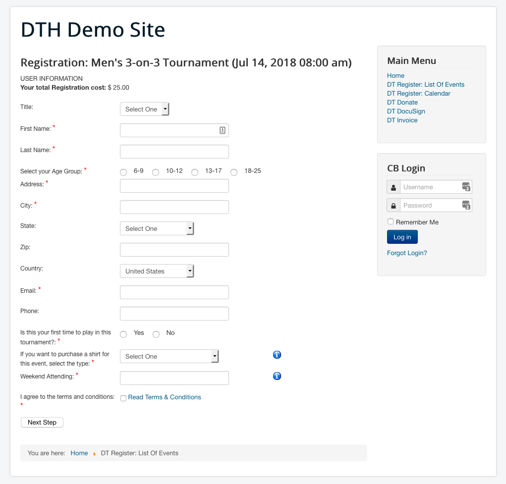 Dt Register old event registration page