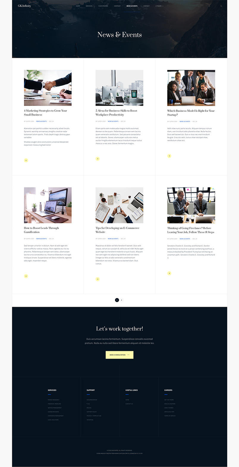 business joomla template home page GK Infinity