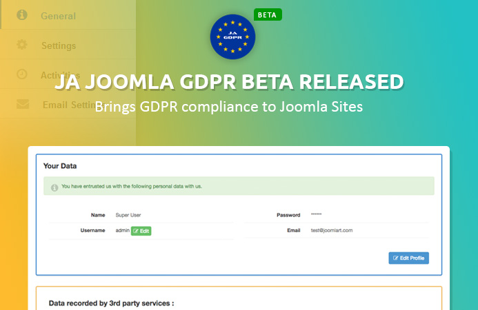 JA Joomla GDPR beta released