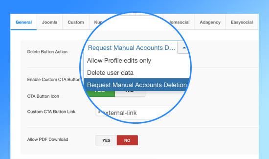 ja joomla gdpr compliance extension settings