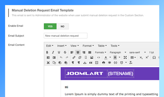 ja joomla gdpr email configuration