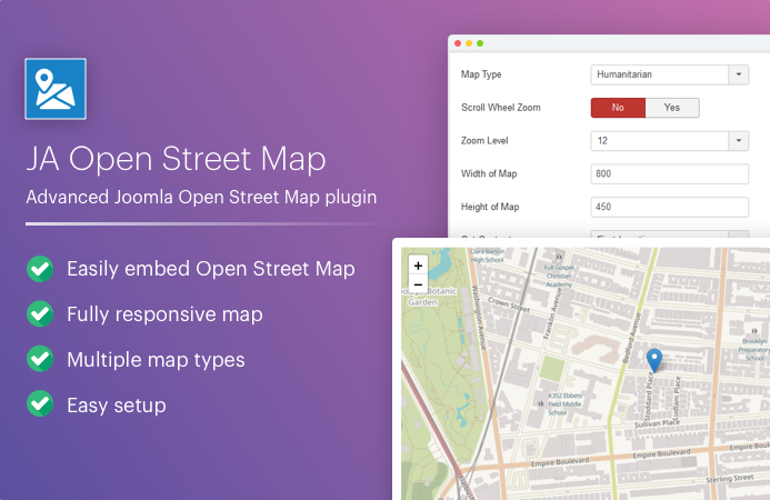 Joomla map extension for Open Street Map - JA Open Street map plugin