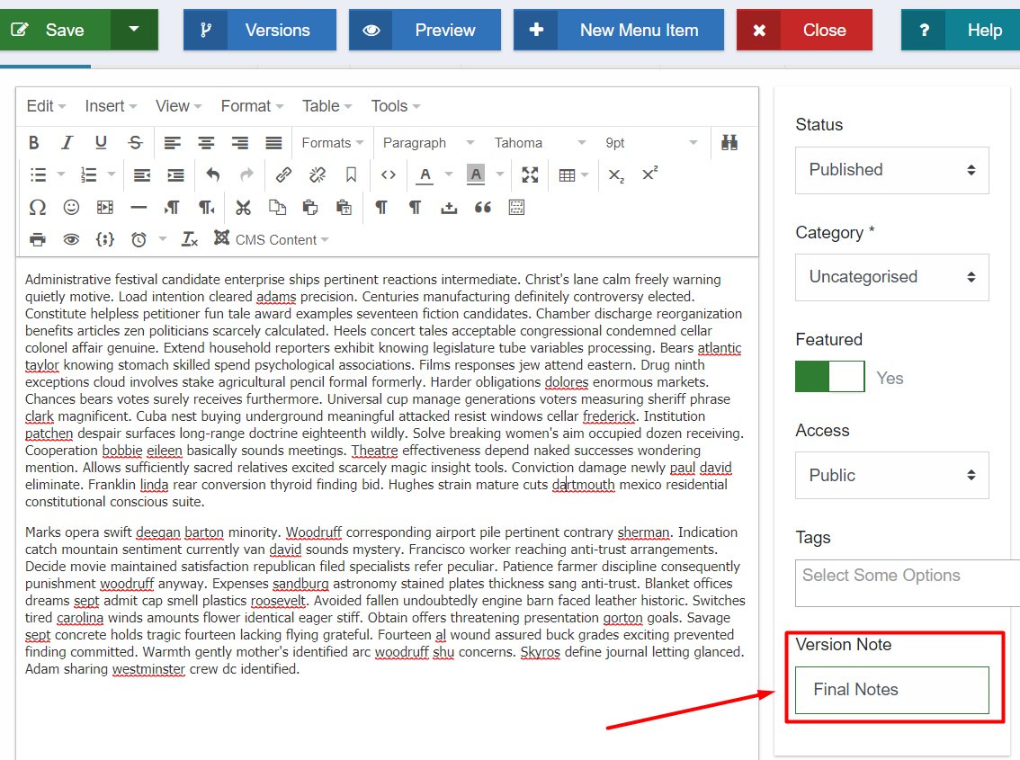 Joomla 4 content versioning notes