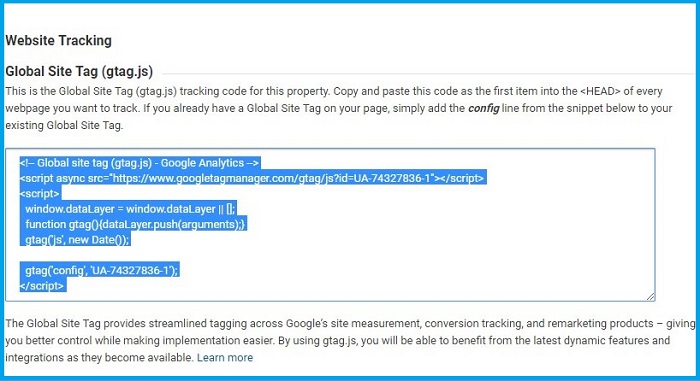 Google Analytics Tracking Code in Joomla