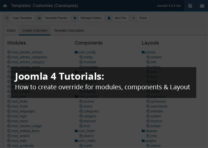 Joomla 4 override module and component