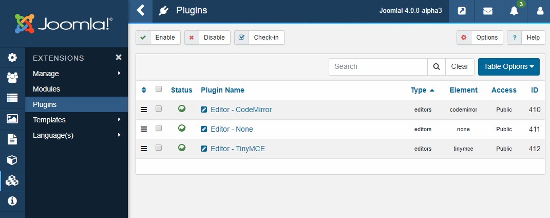 configure Joomla 4 editors