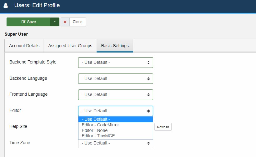 Joomla 4 editor for users profile