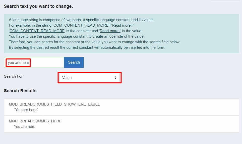 How to use Joomla Language override