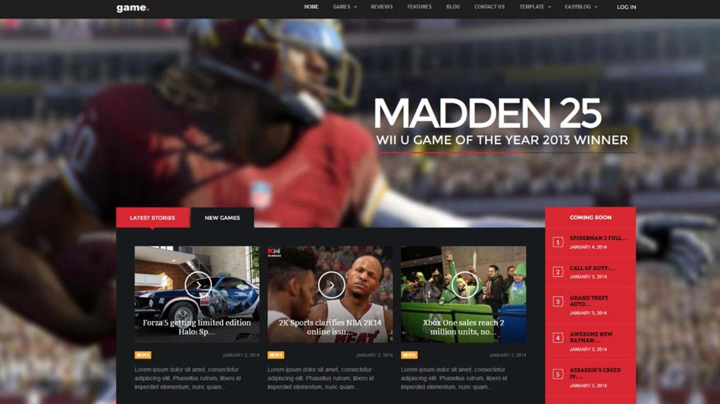 game joomla template