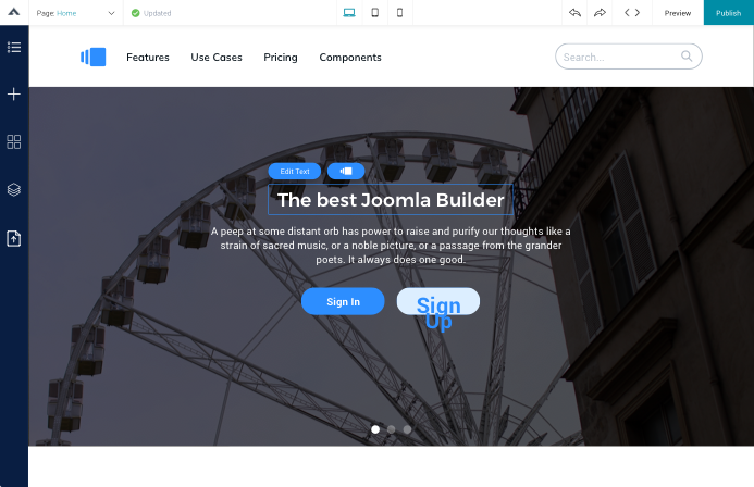 Update text in Joomla page builder