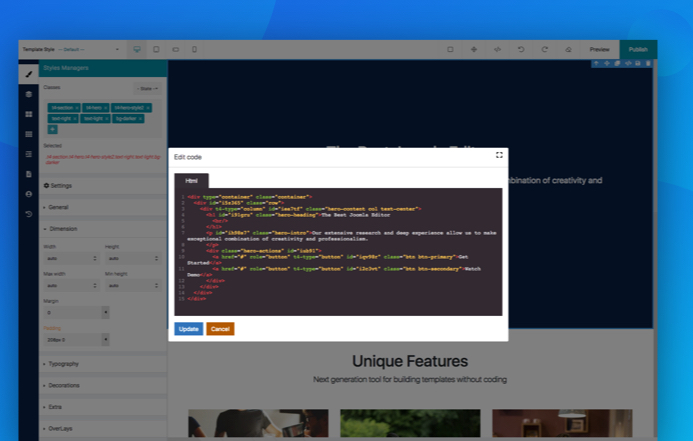 create t4 joomla page builder custom html