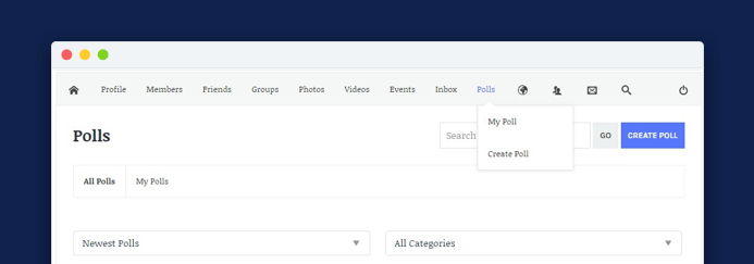 Jomsocial Poll menu view